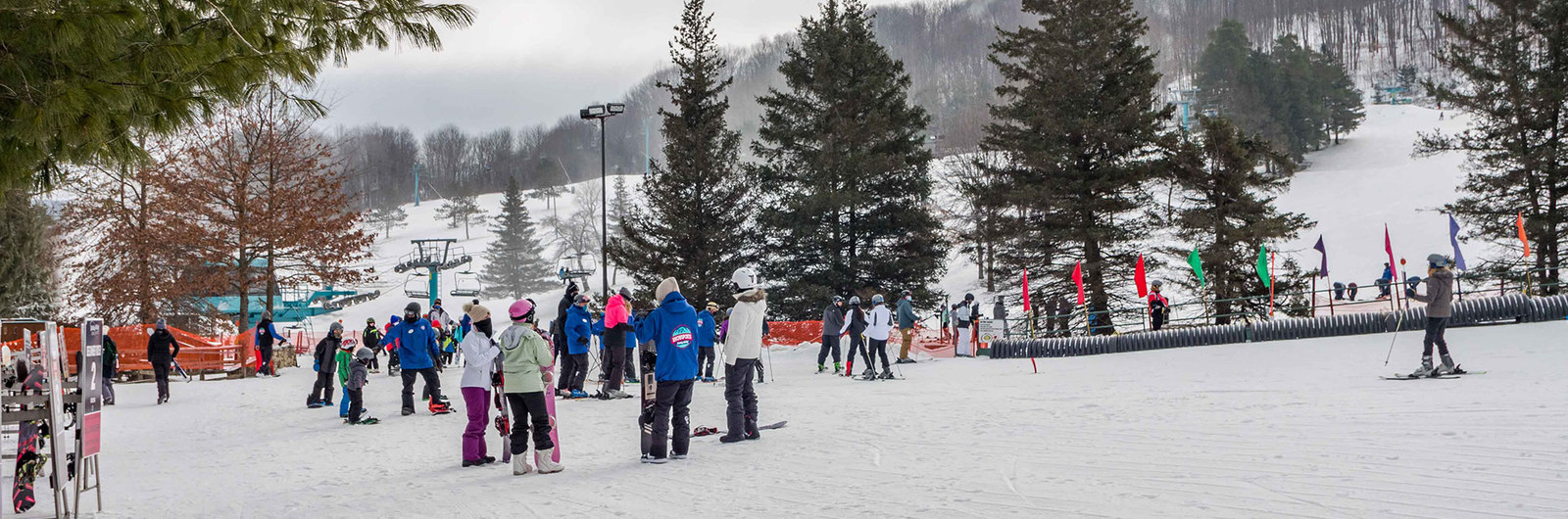 Beginners learn to ski and ride area