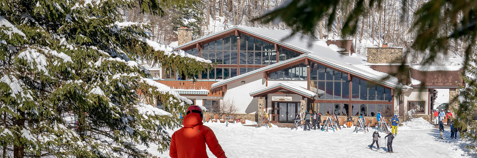 Ski lodge during winter day at Holiday Valley