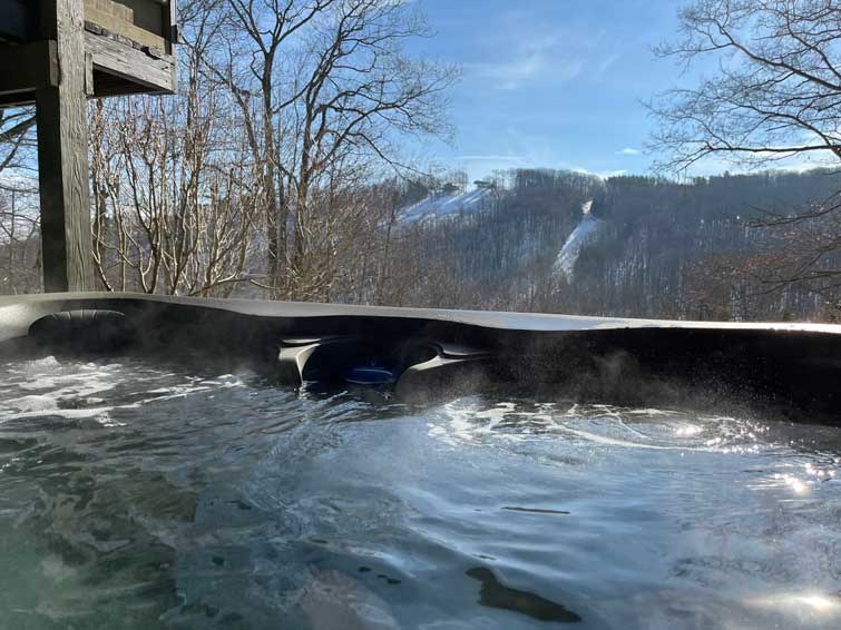 Hot Tub with a view of the slopes.