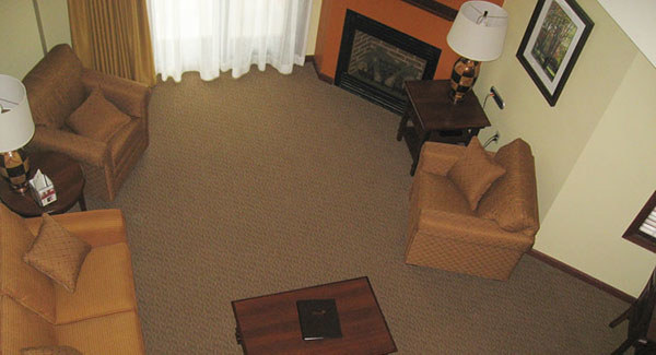 view from above living room in executive suite